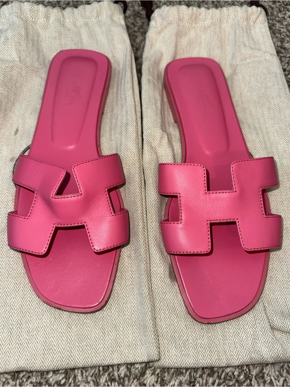 Hermes Hot Pink Oran Slide Sandals